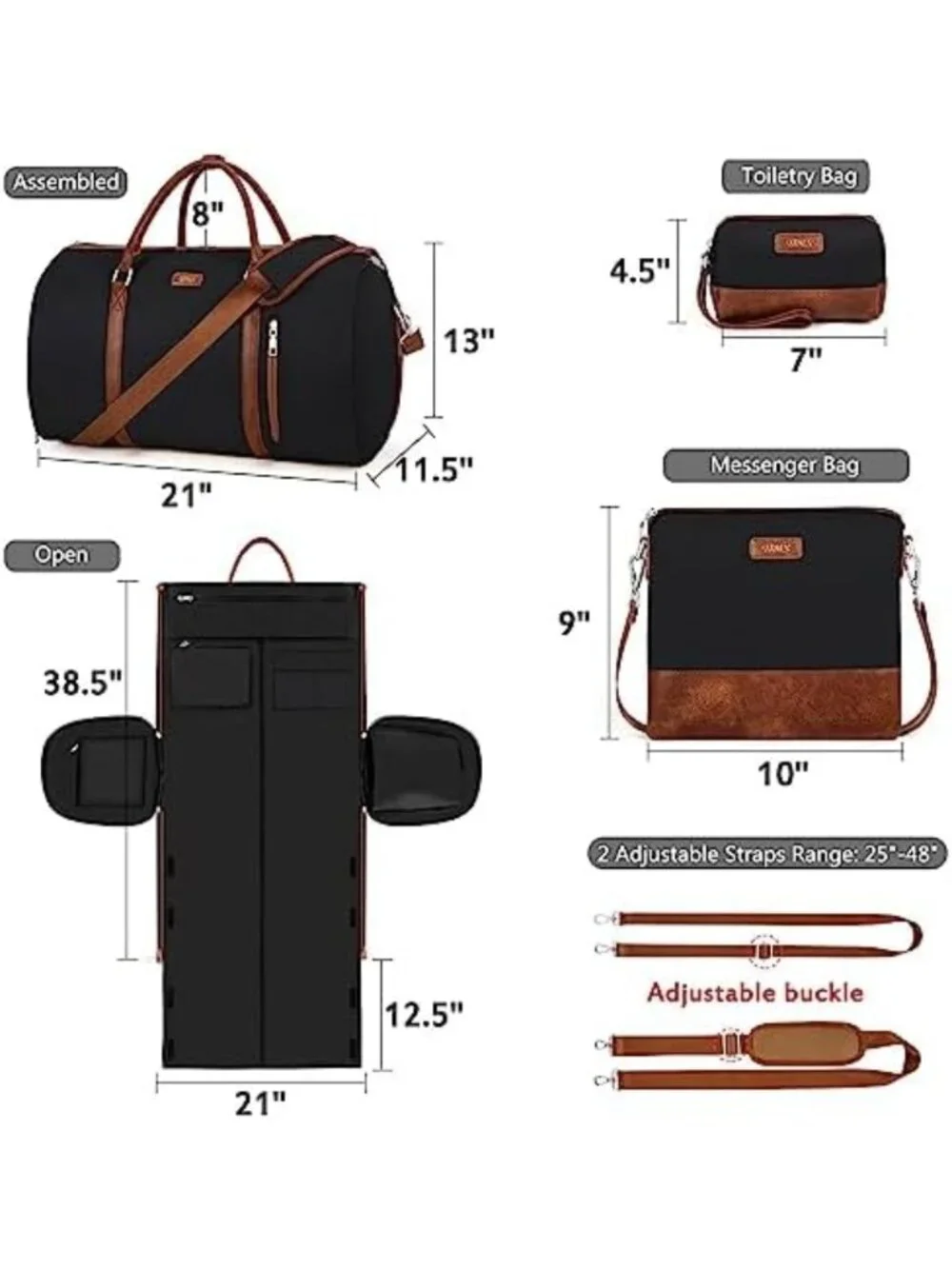 2-in-1 Convertible Travel Garment Bag with Waterproof Shoe Compartment